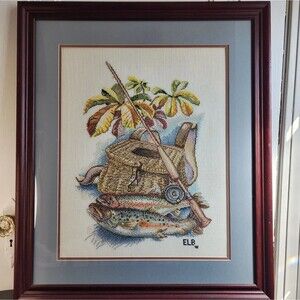 Vintage Eva Rosenstand 12-945 Embroidered "Fishing" Artwork – Pro Framed